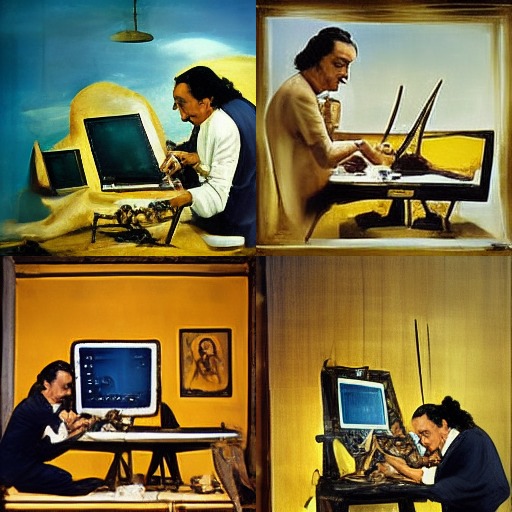 Midjourney - Dali travaillant sur un ordinateur